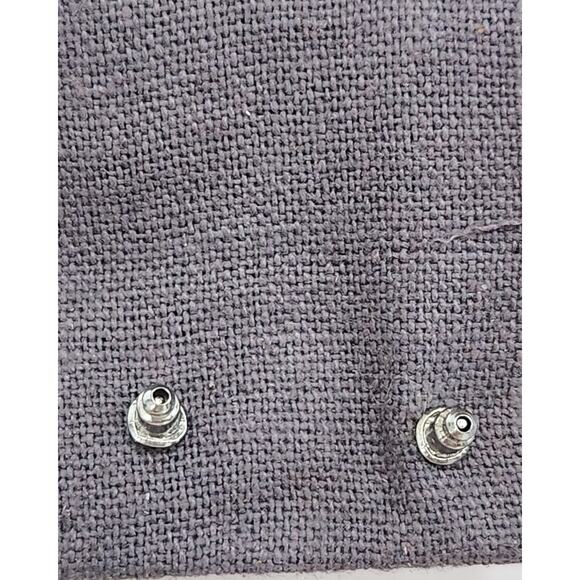 Vintage Black Silver Rhinestone Leaf Design Stud Earrings - Picture 2 of 4